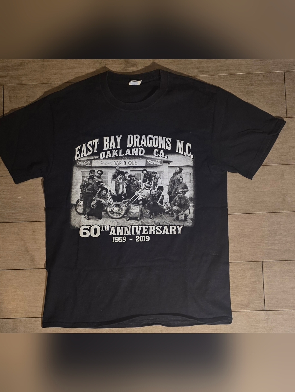 Preowned East Bay Dragons MC 60th Anniversary Black Graphic Tee Rare